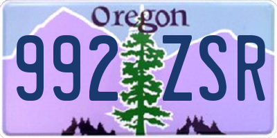 OR license plate 992ZSR