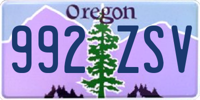 OR license plate 992ZSV