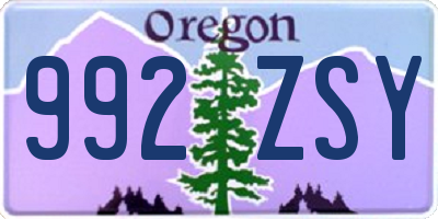 OR license plate 992ZSY
