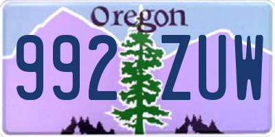 OR license plate 992ZUW