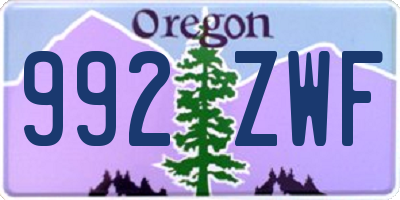 OR license plate 992ZWF