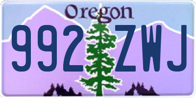 OR license plate 992ZWJ
