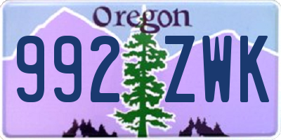 OR license plate 992ZWK