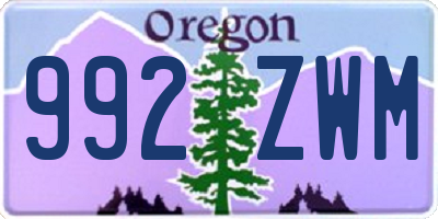 OR license plate 992ZWM