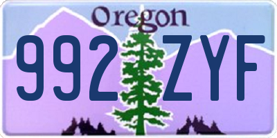 OR license plate 992ZYF