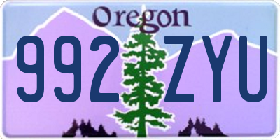 OR license plate 992ZYU