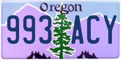 OR license plate 993ACY