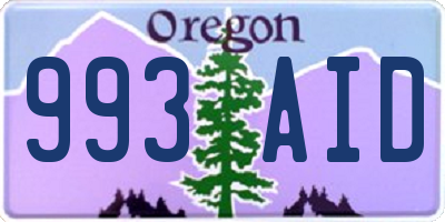 OR license plate 993AID