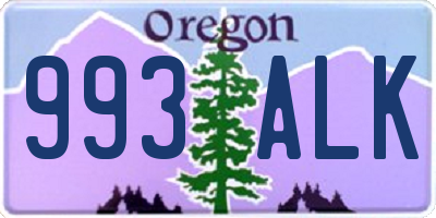OR license plate 993ALK