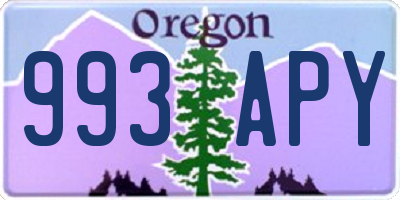 OR license plate 993APY