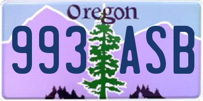 OR license plate 993ASB