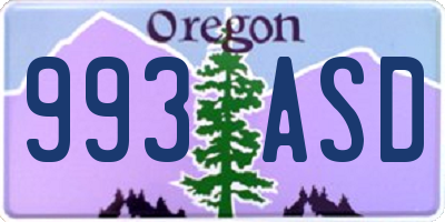 OR license plate 993ASD
