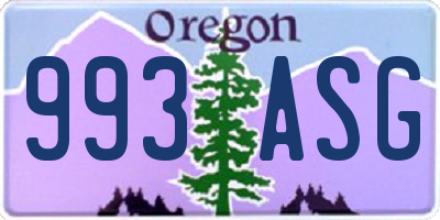 OR license plate 993ASG