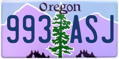 OR license plate 993ASJ