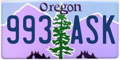 OR license plate 993ASK