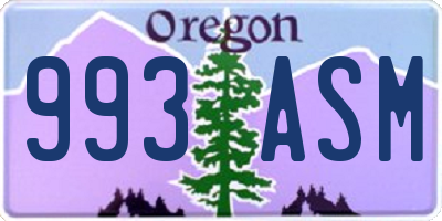 OR license plate 993ASM