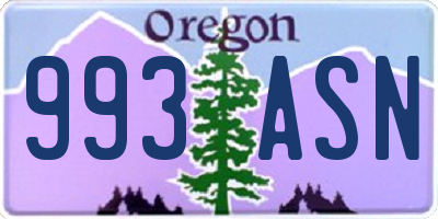 OR license plate 993ASN