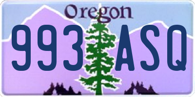 OR license plate 993ASQ