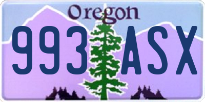 OR license plate 993ASX