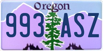 OR license plate 993ASZ
