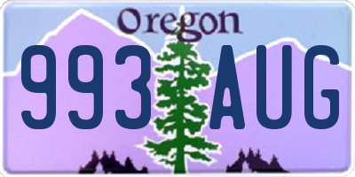 OR license plate 993AUG