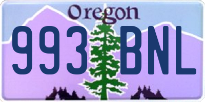 OR license plate 993BNL