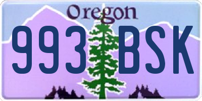 OR license plate 993BSK