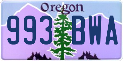 OR license plate 993BWA