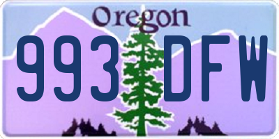 OR license plate 993DFW