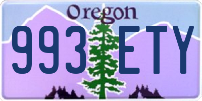 OR license plate 993ETY