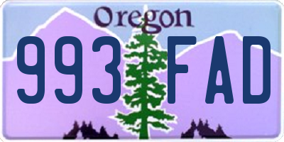 OR license plate 993FAD