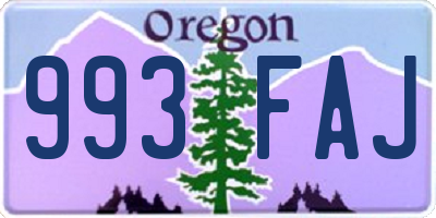 OR license plate 993FAJ