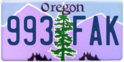 OR license plate 993FAK