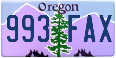 OR license plate 993FAX