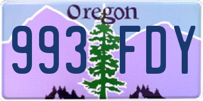 OR license plate 993FDY