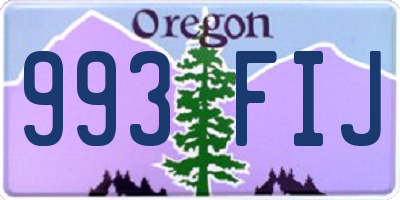 OR license plate 993FIJ