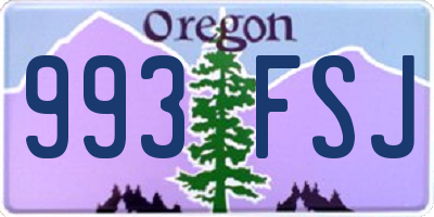 OR license plate 993FSJ