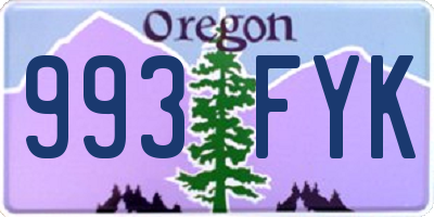 OR license plate 993FYK