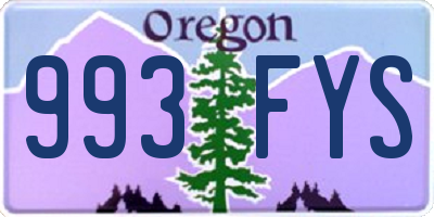 OR license plate 993FYS