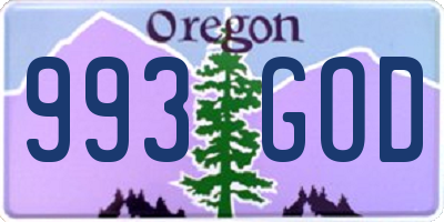 OR license plate 993GOD