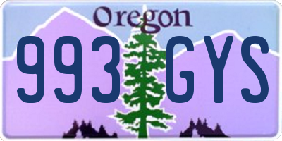 OR license plate 993GYS