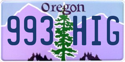 OR license plate 993HIG