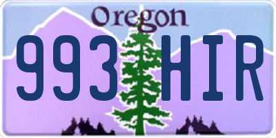 OR license plate 993HIR