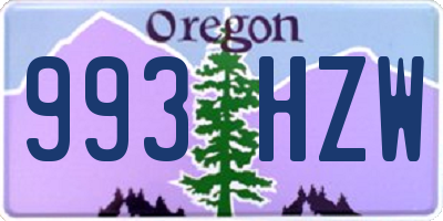 OR license plate 993HZW