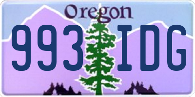 OR license plate 993IDG