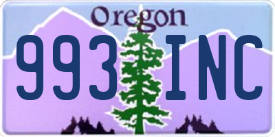 OR license plate 993INC