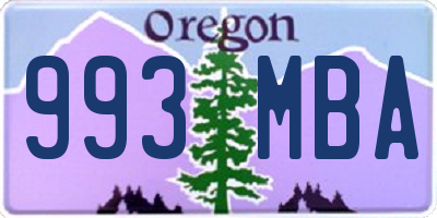 OR license plate 993MBA