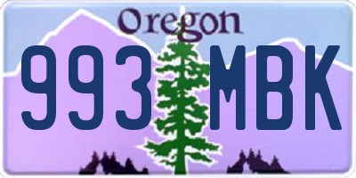 OR license plate 993MBK