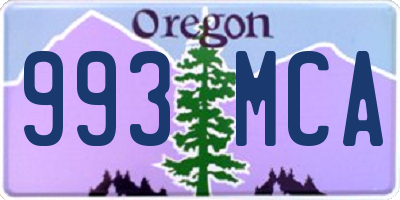 OR license plate 993MCA