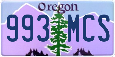 OR license plate 993MCS